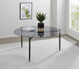 ROSALIE Rosalie Round Smoked Glass Top Coffee Table Sandy Black 710168 - Ella Furniture