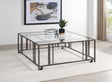 ADRI Adri Square Glass Top Coffee Table with Casters Black Nickel 710178 - Ella Furniture