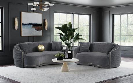 Brookside 2-piece Velvet Upholstered Sofa Set Dark Grey 504844-S2 - Ella Furniture