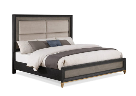 Payson Gray Fabric Upholstered Panel Queen Bed