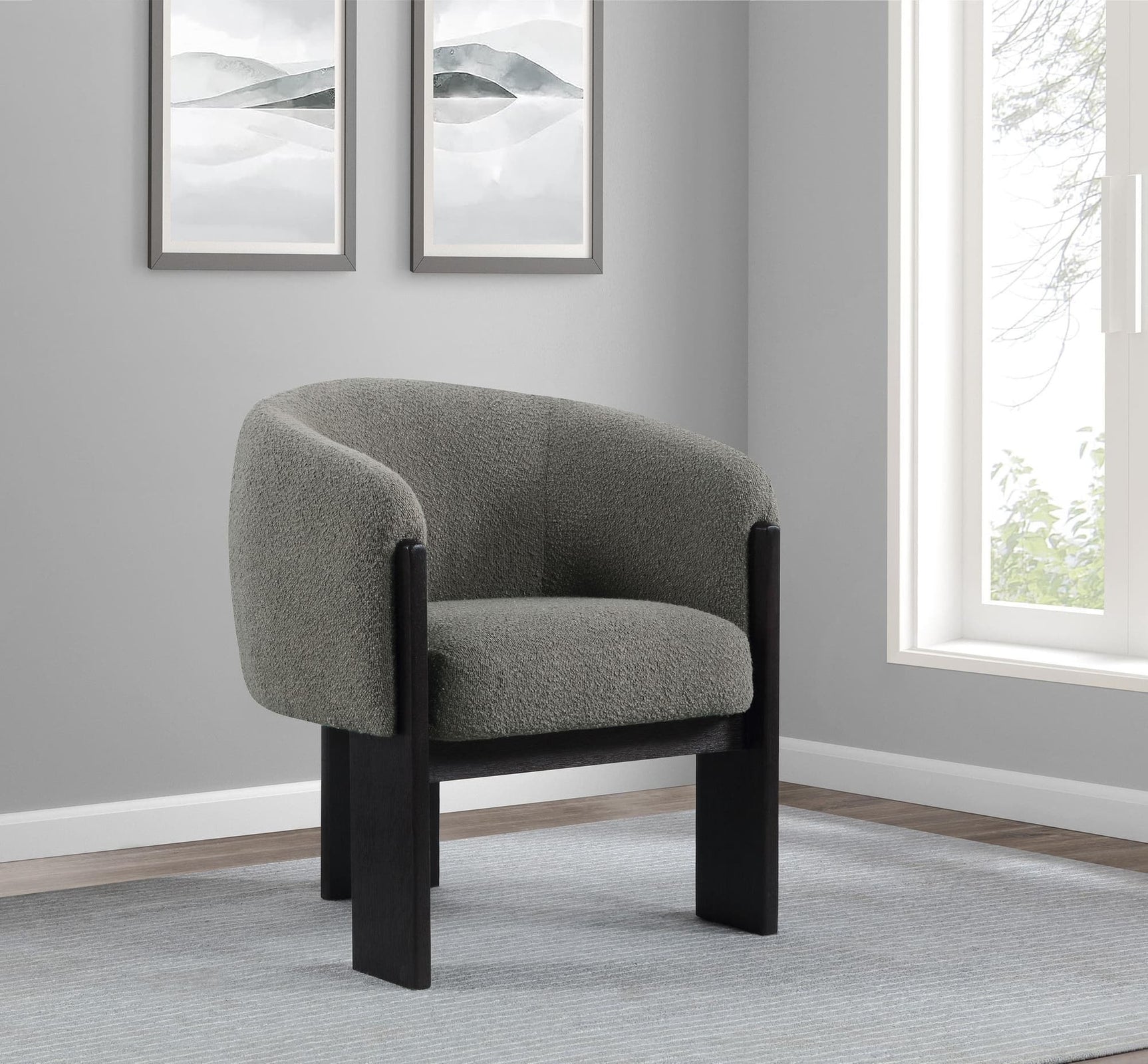 Valdez Boucle Upholstered Barrel Back Accent Chair Brown 903166 - Ella Furniture