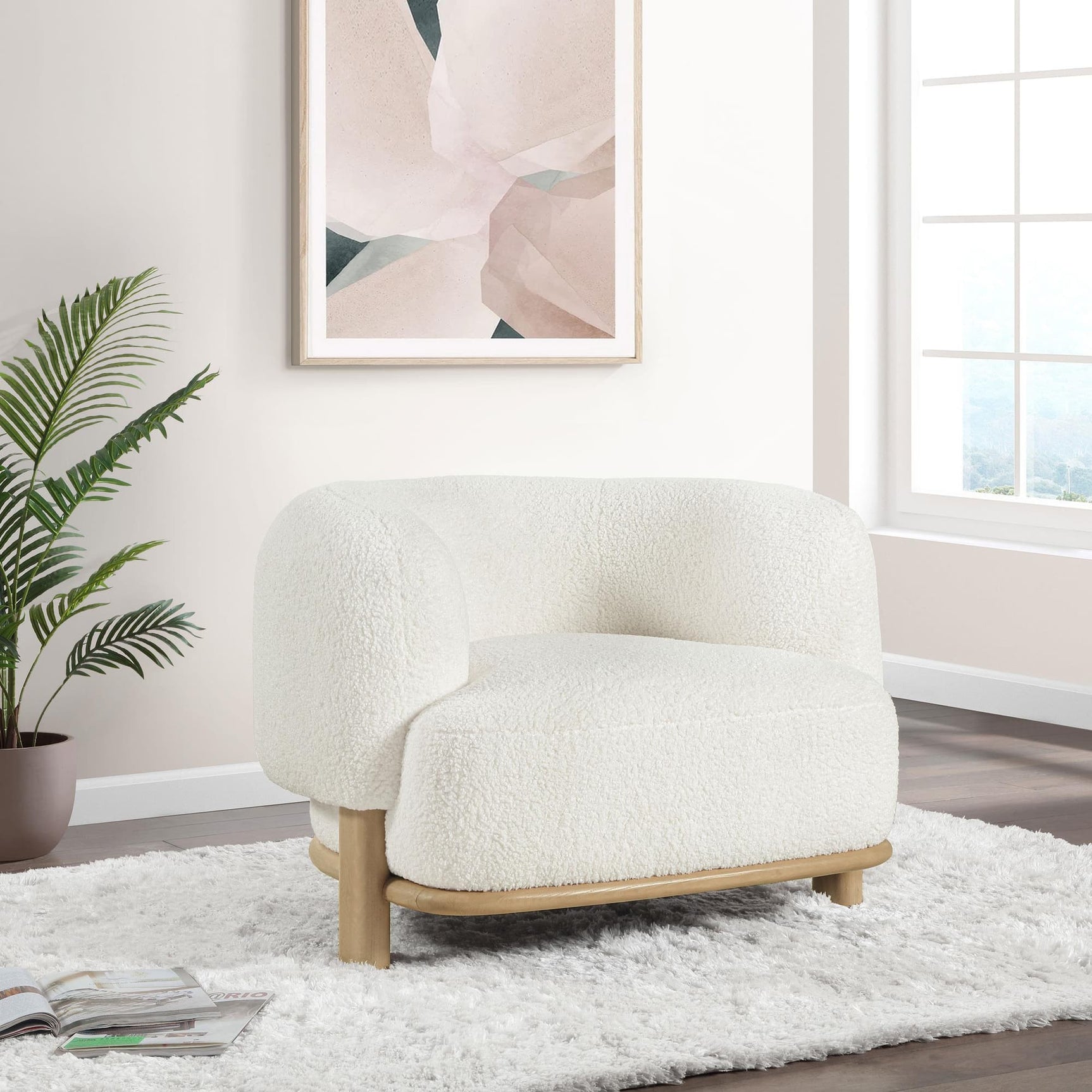 Lawler Upholstered Barrel Back Accent Chair Ivory 903169 - Ella Furniture