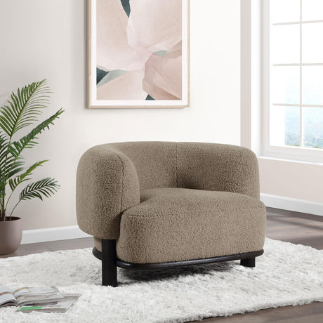 Lawler Upholstered Barrel Back Accent Chair Mushroom 903170 - Ella Furniture