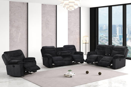 Bravo - Black 3Pc Reclining Set - Ella Furniture