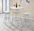 RETRO CHROME Retro 3-piece Round 1950s Bistro Pub Bar Table Set White 2300-S3 - Ella Furniture