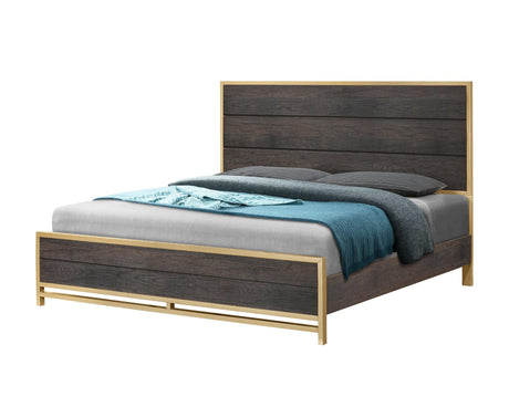 Trevor Dark Brown Modern Contemporary Solid Wood And Veneers Queen Bed - Ella Furniture