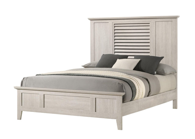 Sarter White Modern Contemporary Solid Wood And Veneers Queen Bed - Ella Furniture