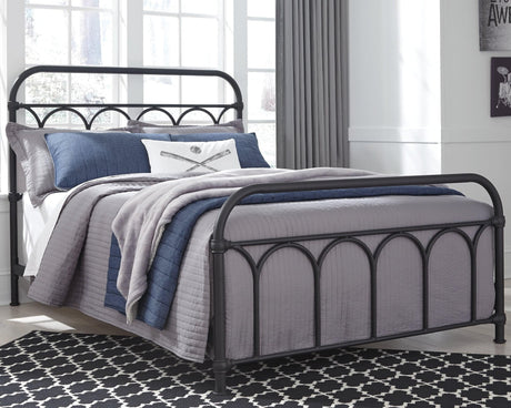 Nashburg Black Full Metal Bed - Ella Furniture
