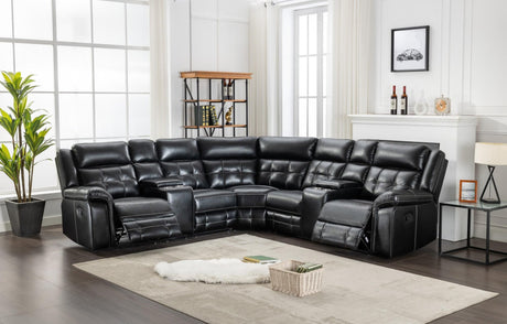 Jacob Black Reclining Sectional - Ella Furniture