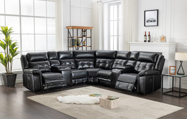 Jacob Black Reclining Sectional - Ella Furniture