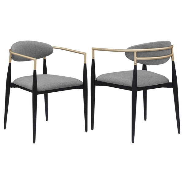 ALEXIS Alexis Fabric Upholstered Dining Arm Chair Grey (Set of 2) 182682 - Ella Furniture