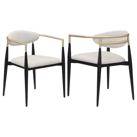 ALEXIS Alexis Fabric Upholstered Dining Arm Chair Beige (Set of 2) 182692 - Ella Furniture