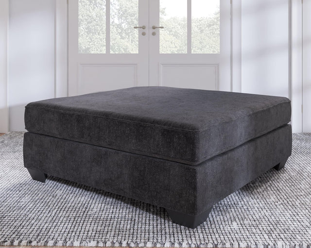 Lavernett Charcoal Chenille,microfiber Oversized Accent Ottoman - Ella Furniture