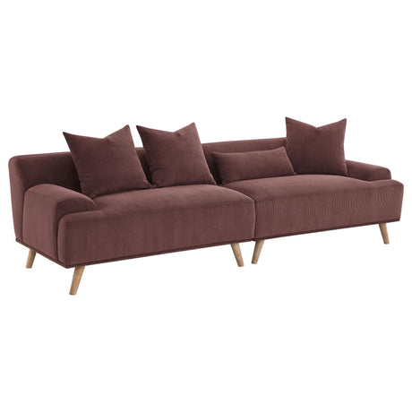 Elizabeth Corduroy Upholstered Extra Long Sofa Wine Red 503957 - Ella Furniture