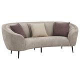 Ellorie Upholstered Channel Back Curved Sofa Beige 504837 - Ella Furniture