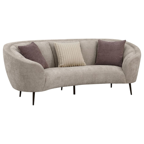 Ellorie Upholstered Channel Back Curved Sofa Beige 504837 - Ella Furniture