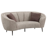 Ellorie Upholstered Channel Back Curved Loveseat Beige 504838 - Ella Furniture
