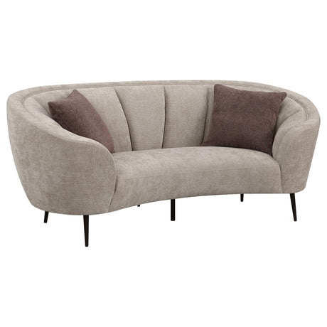 Ellorie Upholstered Channel Back Curved Loveseat Beige 504838 - Ella Furniture