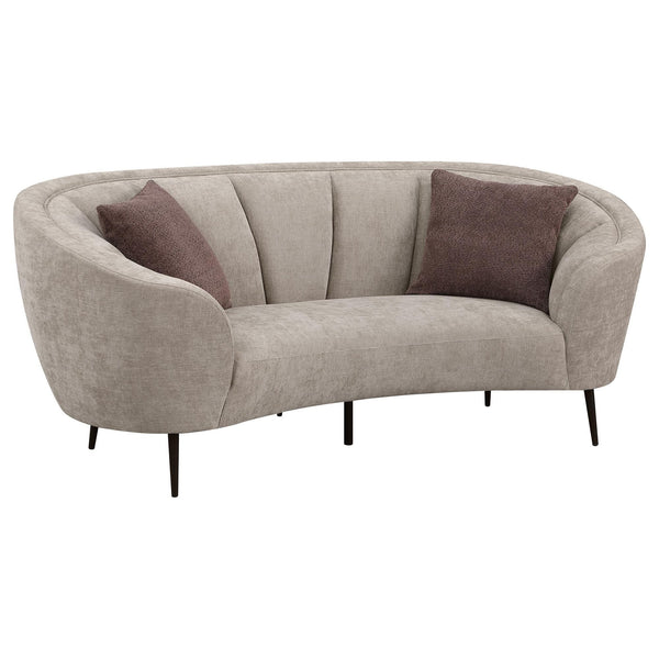 Ellorie Upholstered Channel Back Curved Loveseat Beige 504838 - Ella Furniture