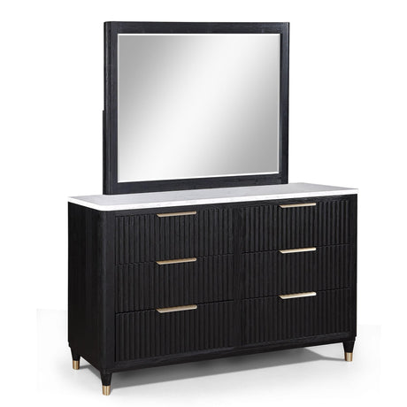 Kara Black White 6 Drawers Dresser