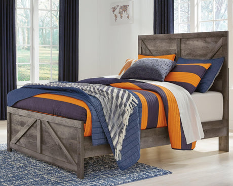 Wynnlow Gray Full Crossbuck Panel Bed - Ella Furniture