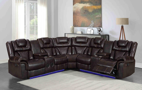 Alexa2023 Brown Reclining Sectional - Ella Furniture