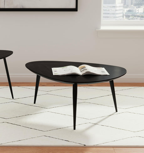 ODESSA COLLECTION Odessa Triangular Solid Wood Coffee Table Black 707918 - Ella Furniture