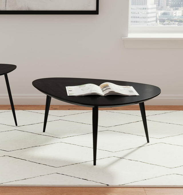 ODESSA COLLECTION Odessa Triangular Solid Wood Coffee Table Black 707918 - Ella Furniture
