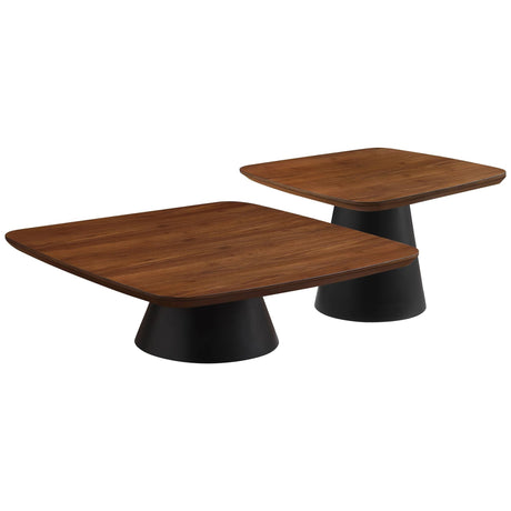 Eason 2-piece Coffee Table Set Walnut and Black 710010 - Ella Furniture