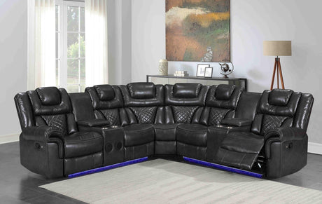 Alexa2023 Grey Reclining Sectional - Ella Furniture