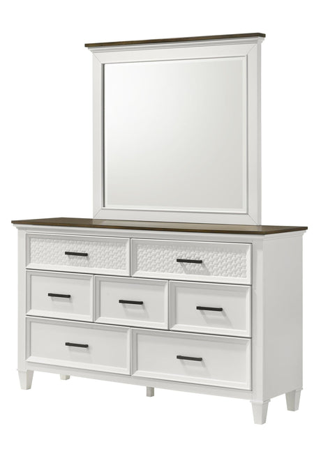 Everdeen Nutmeg/White Modern Contemporary Solid Wood 7-Drawers Dresser - Ella Furniture