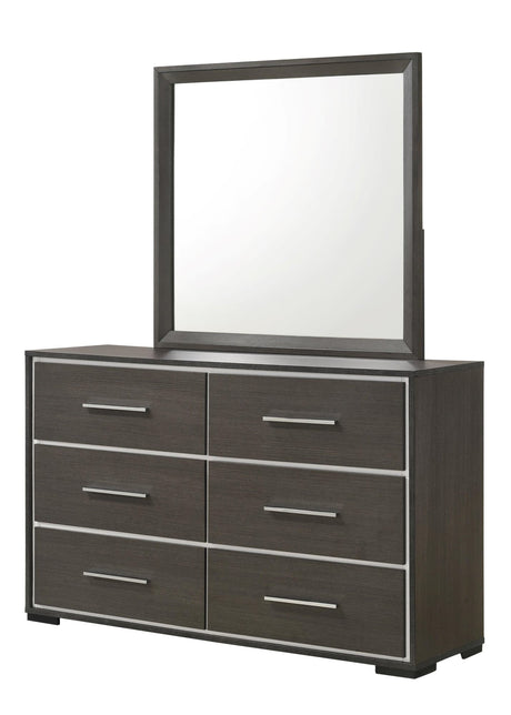 Sharpe Gray/White Modern Solid Wood And Veneers 6-Drawers Dresser - Ella Furniture
