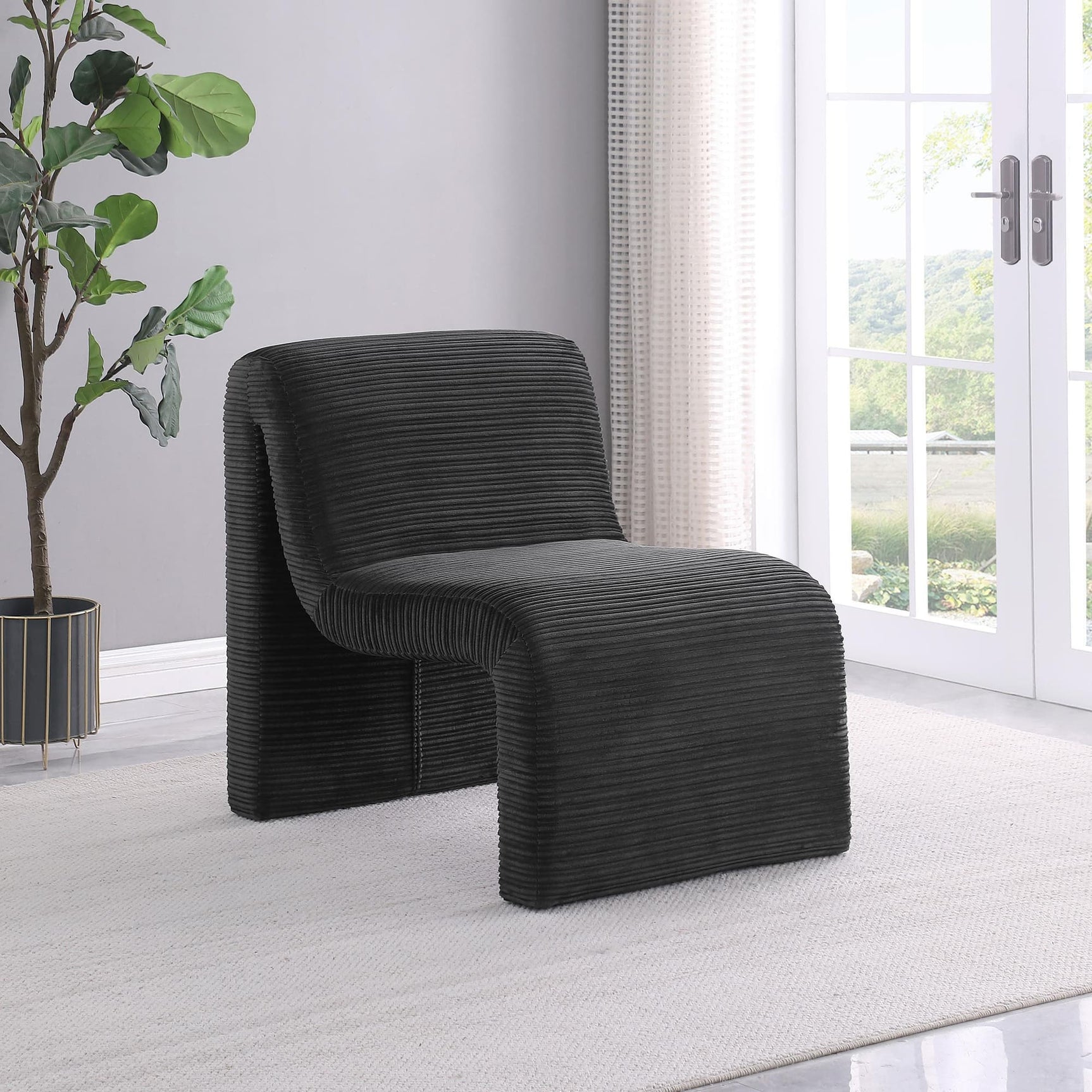Drayton Upholstered Curved Armless Accent Chair Black 907526 - Ella Furniture