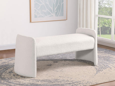 Peoria Velvet Upholstered Accent Bench Ivory 910199 - Ella Furniture