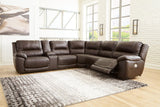 Dunleith Chocolate 6-Piece Power Reclining Sectional - Ella Furniture