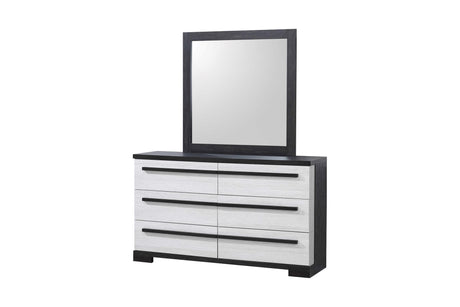 Remington Chalk/Ebony Modern Contemporary Solid Wood And Veneers 6-Drawers Dresser - Ella Furniture