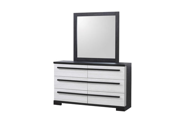 Remington Chalk/Ebony Modern Contemporary Solid Wood And Veneers 6-Drawers Dresser - Ella Furniture