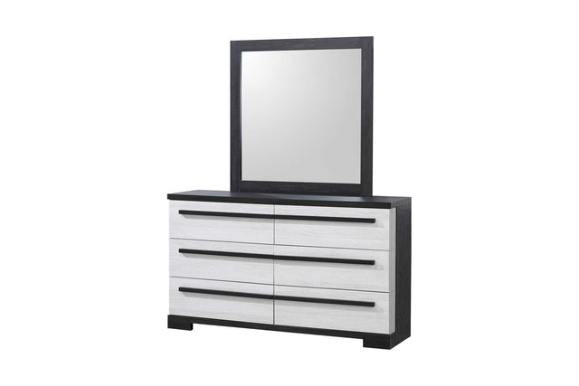 Remington Chalk/Ebony Modern Contemporary Solid Wood And Veneers 6-Drawers Dresser - Ella Furniture