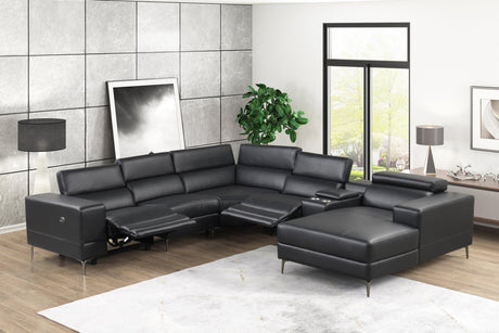 Milano Black - 6Pc Power Reclining Sectional - Ella Furniture