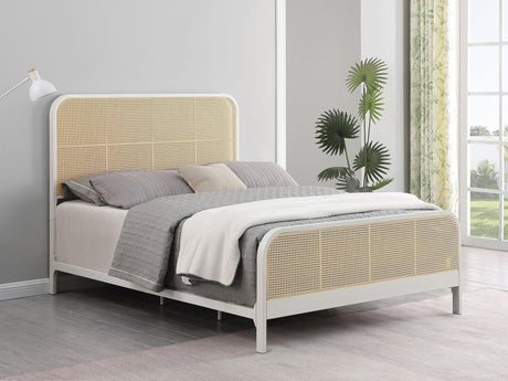 Lanewood Polyethylene Pe Rattan Upholstered Metal Queen Bed White