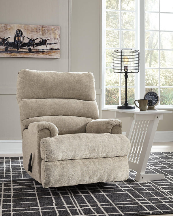 Man Fort Dusk Chenille Recliner - Ella Furniture
