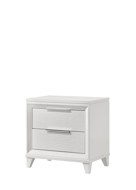 Cressida White Modern Contemporary Solid Wood 2-Drawers Nightstand - Ella Furniture