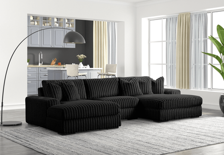 Xl Sunday2 - Black 3Pc Sectional - Ella Furniture