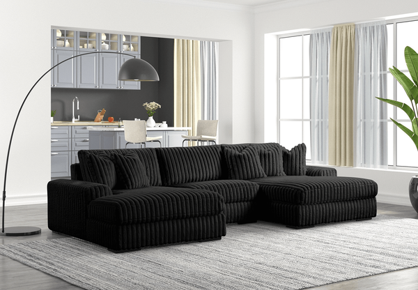 Xl Sunday2 - Black 3Pc Sectional - Ella Furniture
