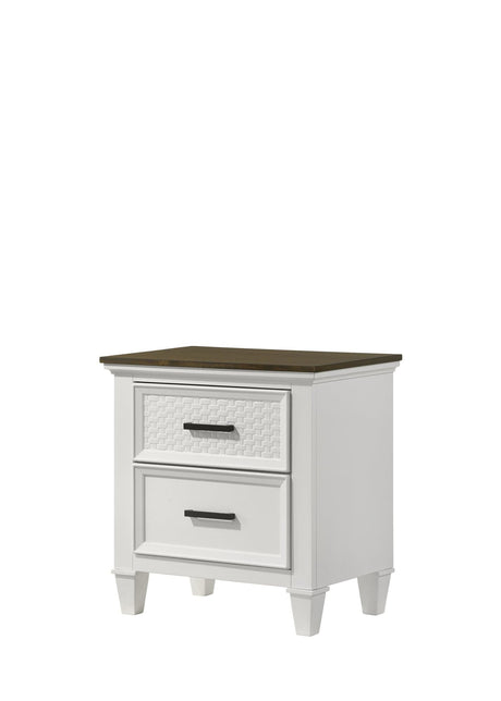 Everdeen Nutmeg/White Modern Contemporary Solid Wood 2-Drawers Nightstand - Ella Furniture