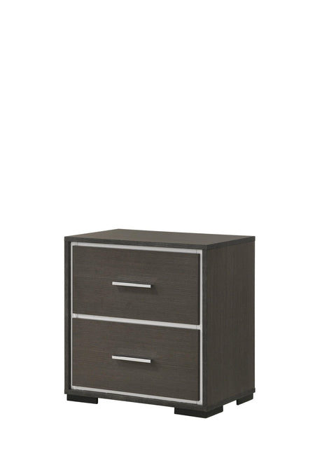 Sharpe Gray/White Modern Solid Wood And Veneers 2-Drawers Nightstand - Ella Furniture