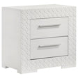 Ives 2 Drawer Nightstand Bedide Table White High Gloss