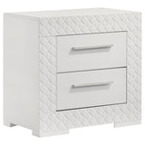 Ives 2 Drawer Nightstand Bedide Table White High Gloss