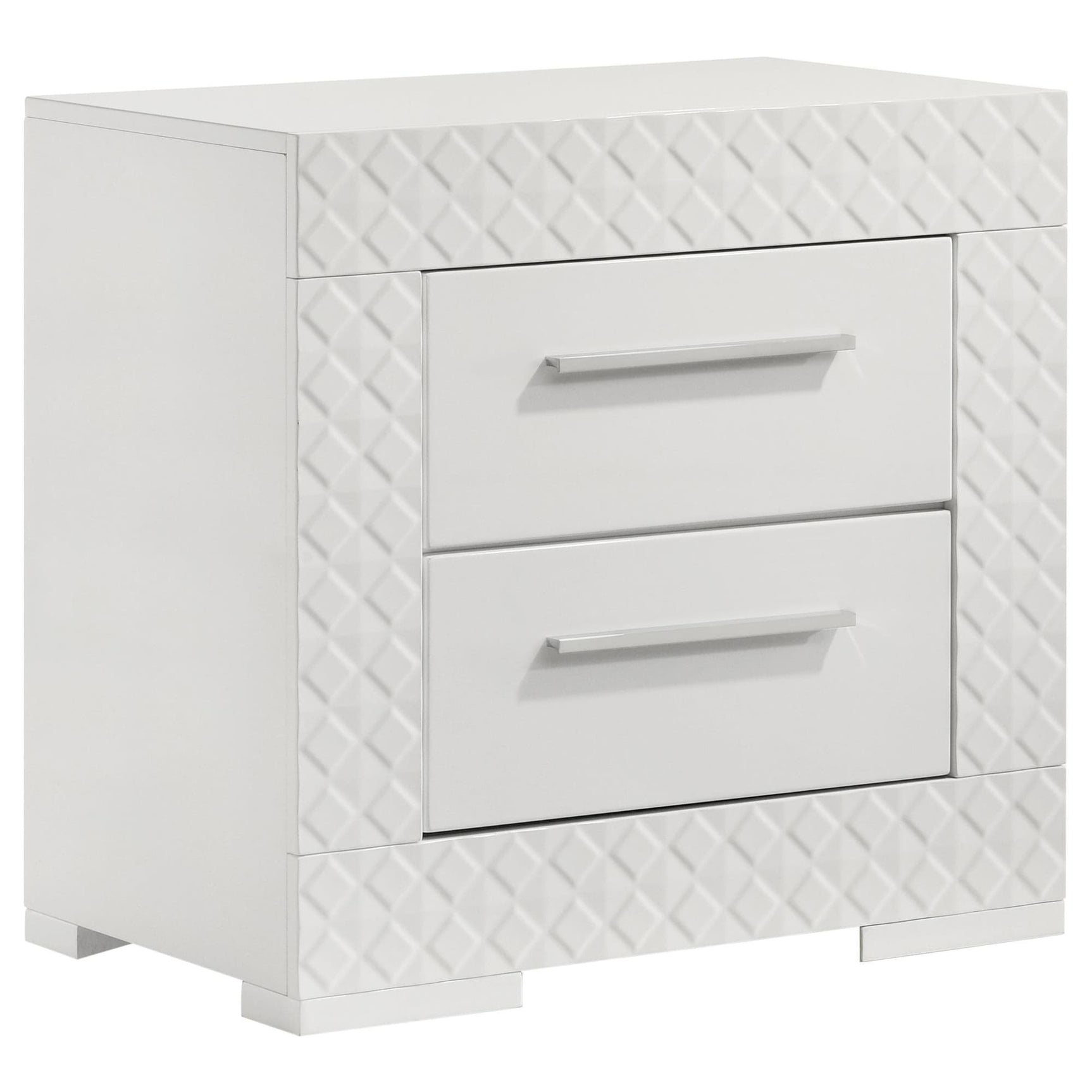 Ives 2 Drawer Nightstand Bedide Table White High Gloss