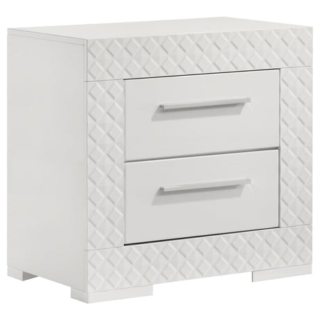 Ives 2 Drawer Nightstand Bedide Table White High Gloss